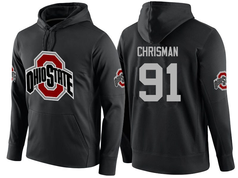 Men Ohio State Buckeyes #91 Drue Chrisman Name-Number Hoodies-Black